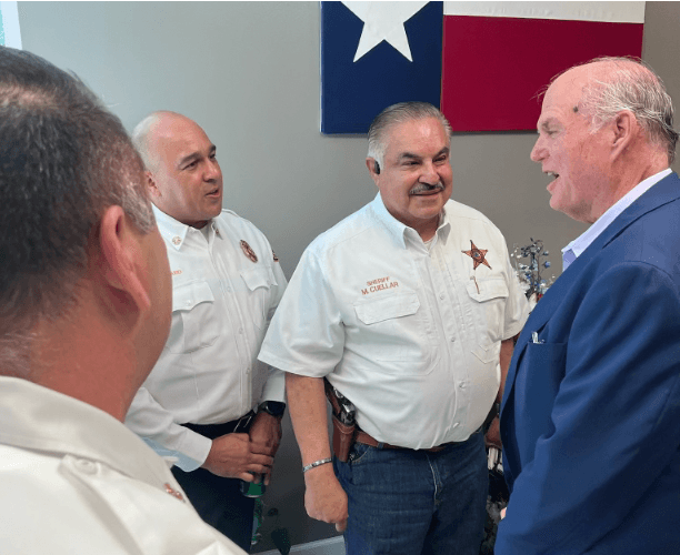 Caucus Chairman speaking with Texas law enforcement leaders
